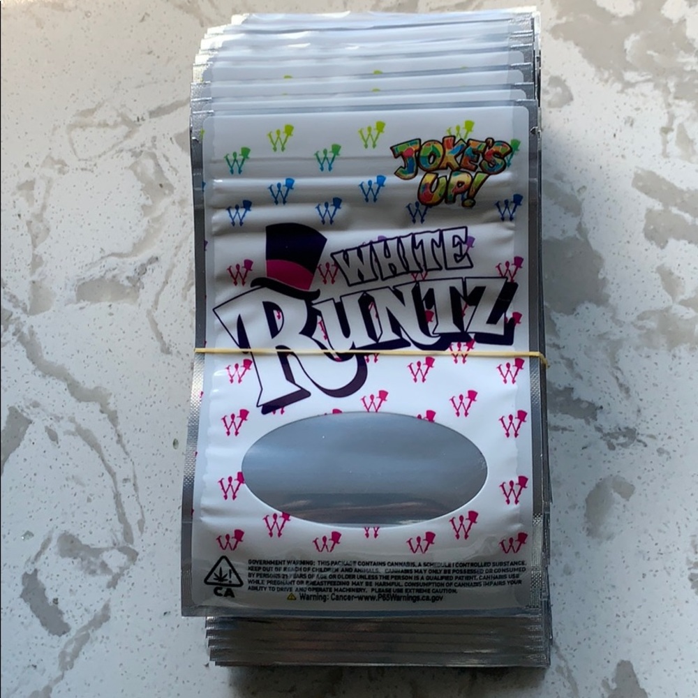 White Runtz Baggies New 10PC Mylar Window Seals